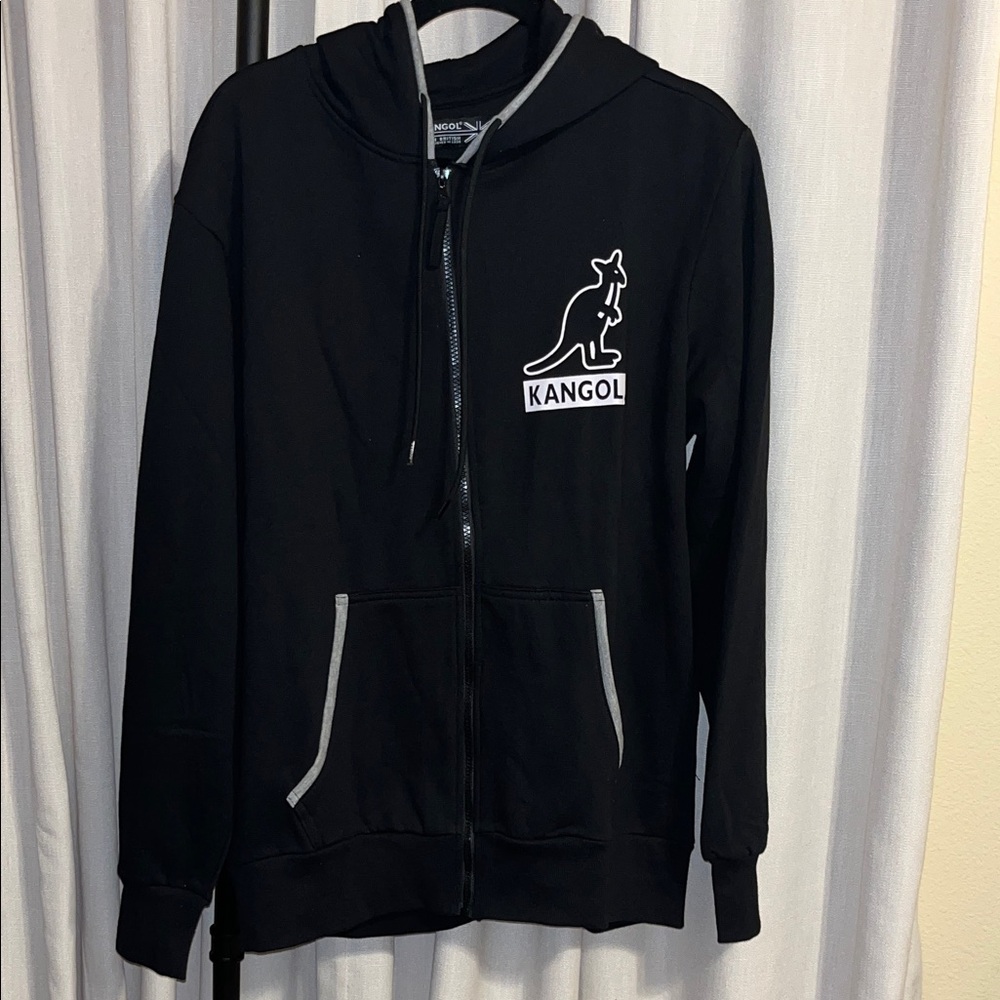 Kangol Men Black Zip-Up Hoodie